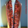 tour de cou coton orange et rose motifs géométriques