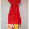 Foulard écharpe coton et dentelle rouge