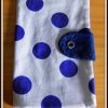 Protège chéquier blanc à gros pois bleus