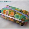Trousse à tout carrée verte à fleurs